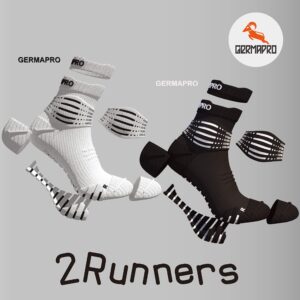 GermaPro 2 Pairs Multi-Sports Arch Compression Ankle Socks w/Moisture Wicking Anti-Stress Anti-Blister Fiber for Men & Women