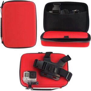 navitech red heavy duty robust action camera hard case - compatible with the dragon touch vision 3 pro