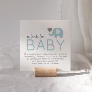 Paper Clever Party Blue Elephant Baby Shower Invitation Bundle with Blank Invites with Envelopes for Boys Diaper Raffle Tickets Bring a Book Insert Cards Set (25 of Each) Jungle Theme Royal Prince