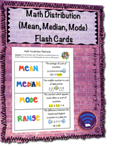 distribution vocabulary flash cards (mean, median, mode and range)
