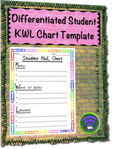 differentiated student kwl chart template