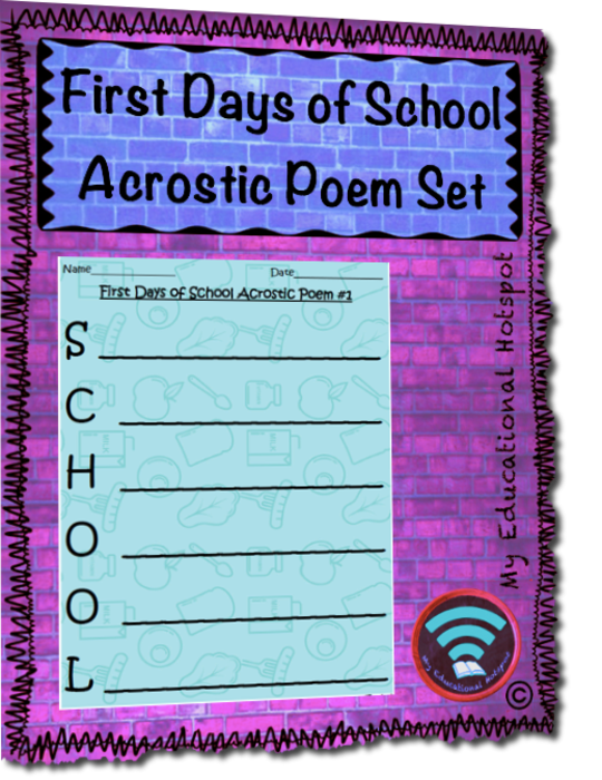 Differentiated Back to School Acrostic Poem Activity Set