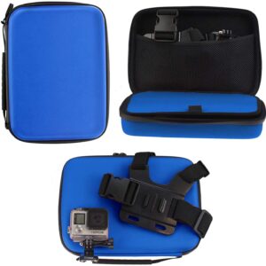 navitech blue heavy duty robust action camera hard case - compatible with the dragon touch vision 3 pro
