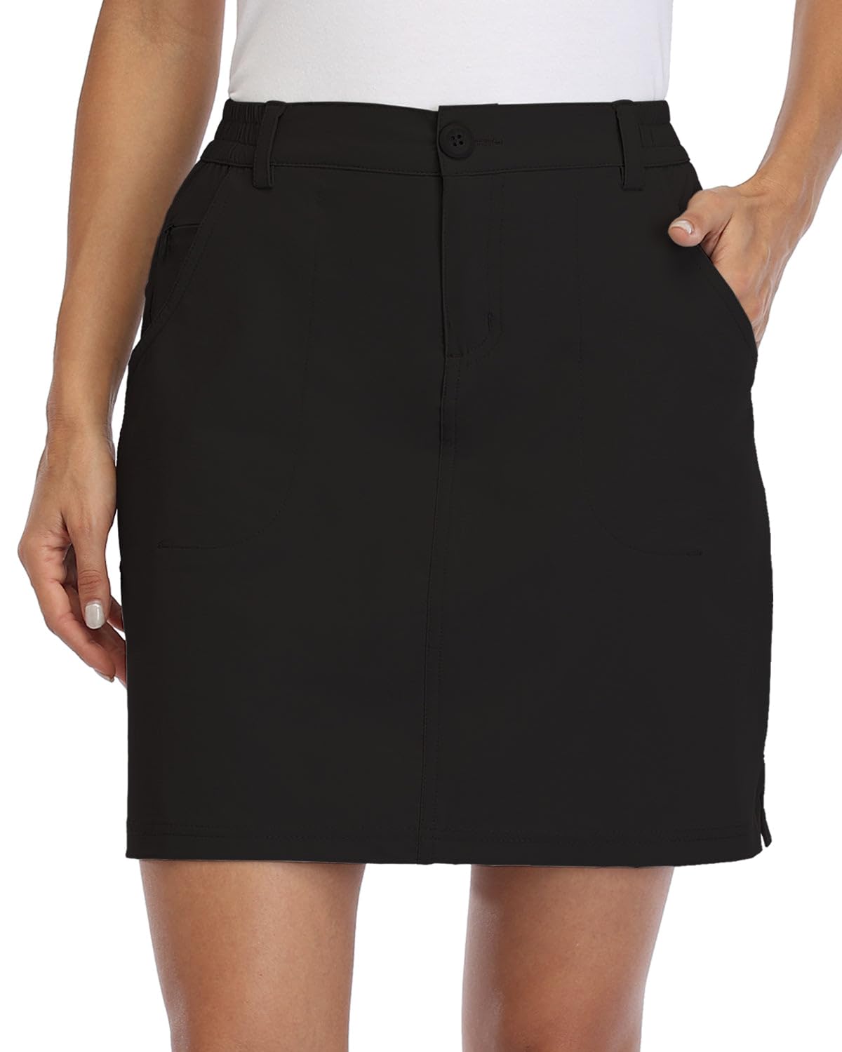 Willit Women's Skorts Golf Casual Skort Skirts UPF 50+ Quick Dry Zip Pockets Outdoor Hiking Black S