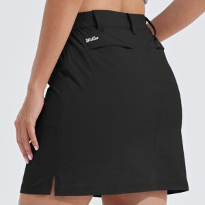 Willit Women's Skorts Golf Casual Skort Skirts UPF 50+ Quick Dry Zip Pockets Outdoor Hiking Black S