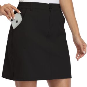 Willit Women's Skorts Golf Casual Skort Skirts UPF 50+ Quick Dry Zip Pockets Outdoor Hiking Black S