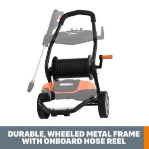 WORX WG604 1600 Max PSI 13A Pressure Washer with Rolling Cart, Black and Orange