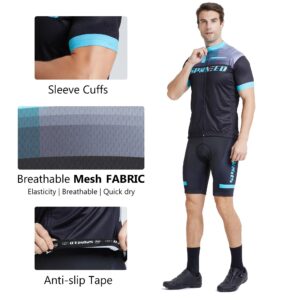 sponeed Mens Cycle Jerseys Set Shorts Gel Padded Tights Bicycle Pants Paddding US M Black Blue