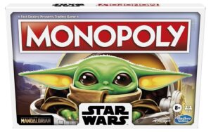 monopoly: star wars the child edition board game for families and kids ages 8 and up, featuring the child, who fans call baby yoda