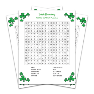 irish dance word search puzzles for st patrick’s day classroom or irish dancer feis activity, digital instant download pdf printable, set of 6 puzzles