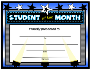 student of the month certificate