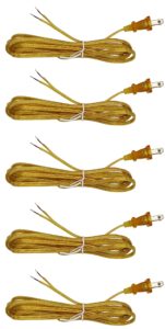 creative hobbies transparent gold lamp cord, 8 foot long, replacement lamp cord lamp repair part, 18/2 spt-1 wire, ul listed (5)