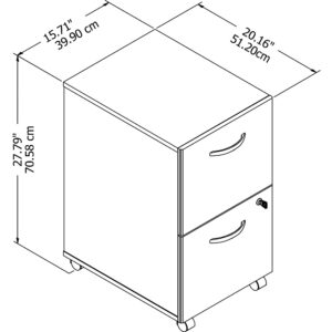 Bush EO108WHSU 2-Drawer Vertical File Cabinet Locking Ltr/Lgl Pure White 20.16-Inch