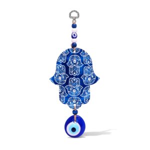 blue hamsa hand wall hanging decor with evil eye for home alef bet by paula