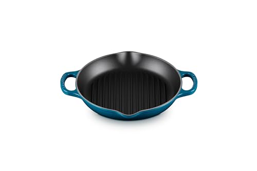 Le Creuset Enameled Cast Iron Signature Deep Round Grill, 9.75", Deep Teal