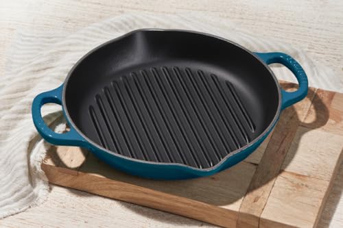 Le Creuset Enameled Cast Iron Signature Deep Round Grill, 9.75", Deep Teal