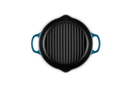 Le Creuset Enameled Cast Iron Signature Deep Round Grill, 9.75", Deep Teal