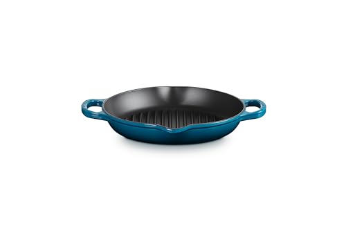 Le Creuset Enameled Cast Iron Signature Deep Round Grill, 9.75", Deep Teal