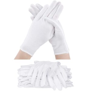 60 pieces glove soft stretchy working glove costume reusable large mitten for inspection photo jewelry silver coin archive serving costume, cotton gloves for women men eczema moisturizing spa (white)