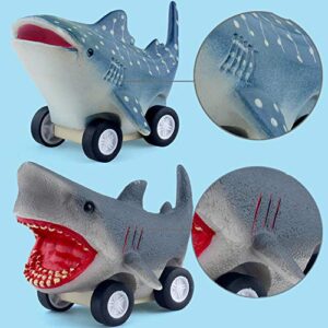 DINOBROS Sea Animal Pull Back Toy Cars Playset Ocean Game Set of 12Pcs Great White Shark Dolphin Killer Whale Toys for Boys and Toddlers 3 Year Olds and Up