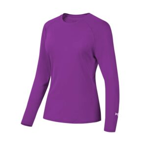 bassdash women’s upf 50+ uv sun protection t-shirt long sleeve fishing hiking performance shirts violet