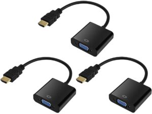 hongde hdmi to vga, gold-plated hdmi to vga adapter (male to female) for computer, desktop, laptop, pc, monitor, projector, hdtv, chromebook, raspberry pi, roku, xbox and more - black，3 pack