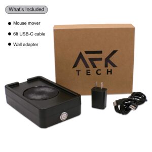 AFK Tech Undetectable Mouse Mover, LED Power Button, Random Realistic Movements, Quiet Operation, Designed and Assembled in The USA