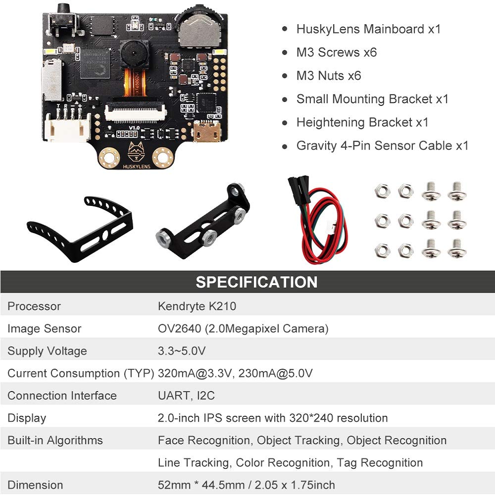 HUSKYLENS Smart AI Machine Vision Sensor - Object Tracking Camera for Arduino, Raspberry Pi & LattePanda