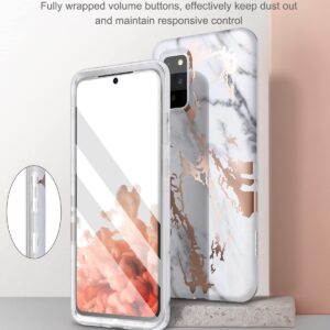 SURITCH for Galaxy S20 Plus Case, [Built-in Screen Protector] Marble Full-Body Protection Shockproof Rugged Bumper Protective Case for Samsung Galaxy S20 Plus 5G 6.7 Inch (Gold Marble)