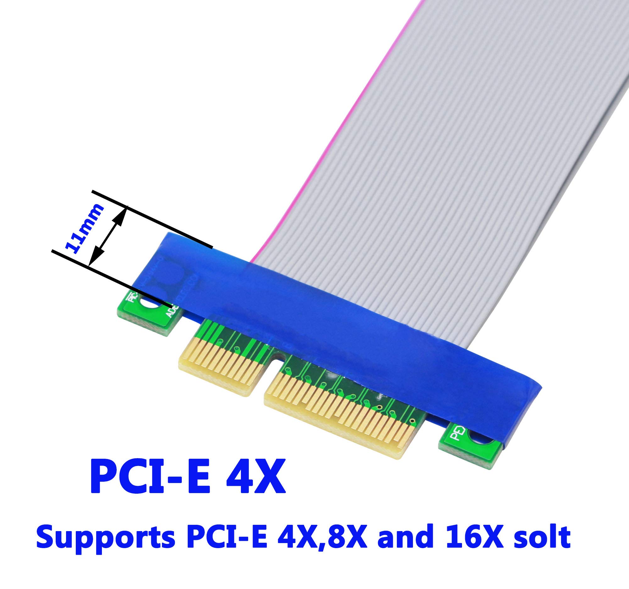 CERRXIAN PCI-e PCI Express 16X Female to 4X Male Riser Mining Extension Cable 14cm(16-4x)