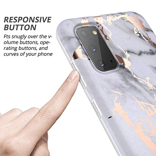 SURITCH Phone Case for Samsung Galaxy S20 5g Case, Front Cover with Built-in Screen Protector Full-Body Protection Shockproof TPU Bumper Protective Case for Man Women Cute, White Marble