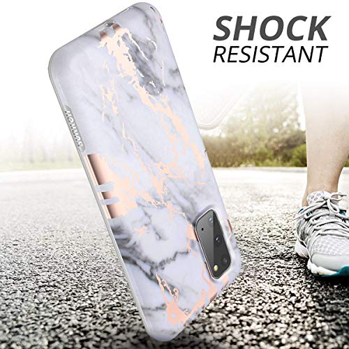 SURITCH Phone Case for Samsung Galaxy S20 5g Case, Front Cover with Built-in Screen Protector Full-Body Protection Shockproof TPU Bumper Protective Case for Man Women Cute, White Marble