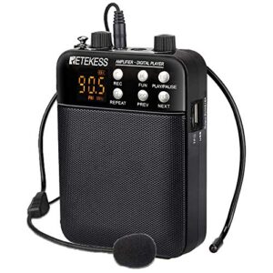 retekess tr619 voice amplifier for teachers, rechargeable pa system speaker with recording, aux, echo, fm radio, voice amplifier portable for classroom, trainer, meetings, outdoor