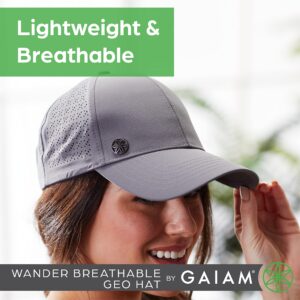 Gaiam Wander Breathable Geo Hat - Cute Women's Baseball for Summer, Lightweight, Adjustable Strap, Moisture-Absorbing Sweatband Running & Hiking, 6-Panel Sporty White Ball Cap Women,