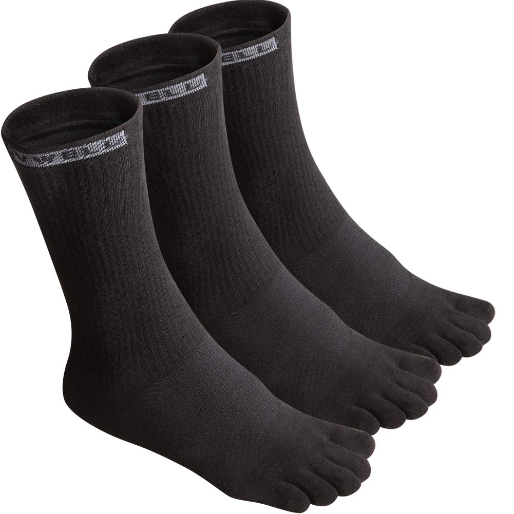 VWELL Toe Socks Cotton Athletic Running Five Finger Socks 3 Pairs,Size 7-11