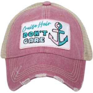 katydid cruise hair don’t care baseball hat - trucker hat for women - stylish cute ball cap (mauve)