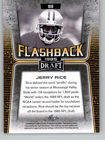 2020 Leaf Draft #99 Jerry Rice - Mississippi Valley State Delta Devils San Francisco 49ers (Flashback) NM-MT NFL Trading Football Card