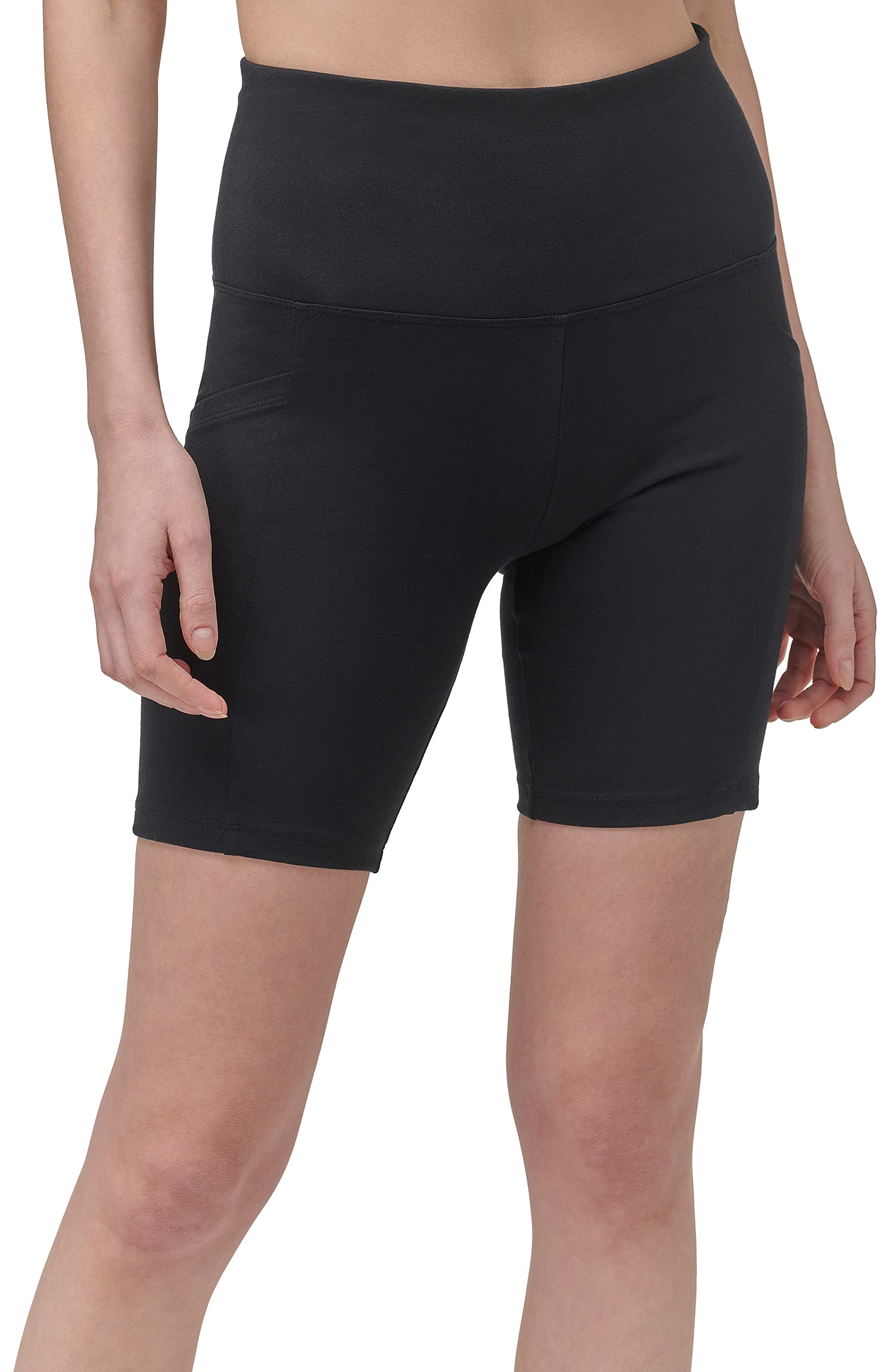 Andrew Marc Women's Bike Short, Regular and Plus Size, Black with Pockets, X-Large