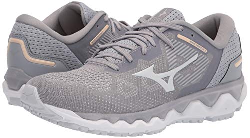 Mizuno Women's Horizon 5 Running Shoe, Silver Filgre-Barly Blue, 8.5