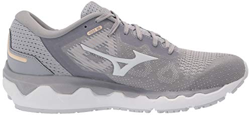 Mizuno Women's Horizon 5 Running Shoe, Silver Filgre-Barly Blue, 8.5