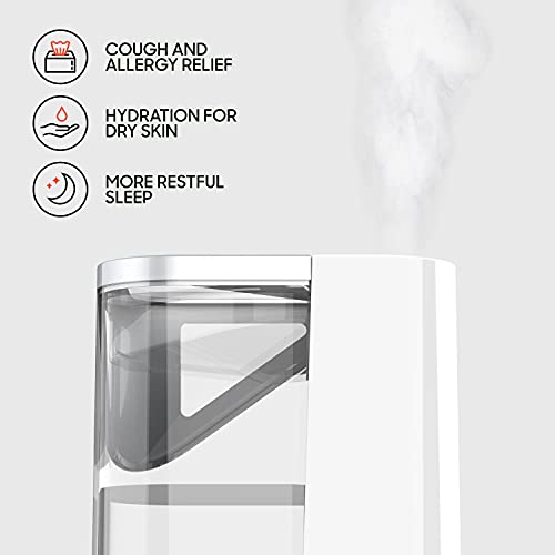 Sharper Image UHS2-SI Ultrasonic Humidifier with 1.5 Gallon Tank, 3 Levels of Warm or Cool Mist, Auto Shut, White, UHS2-SI – 1.5 gallon