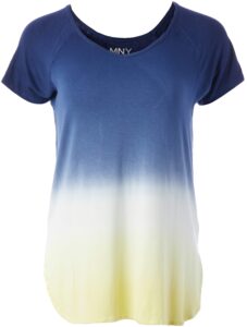 andrew marc women's dip dye cap sleeve shirt, midnight/sunrise, medium