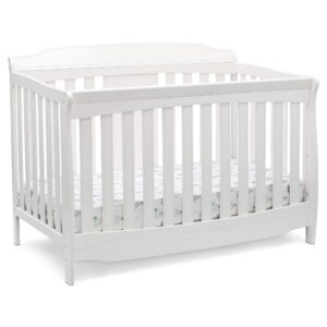 delta children westminster 6-in-1 convertible baby crib, greenguard gold certified, bianca white