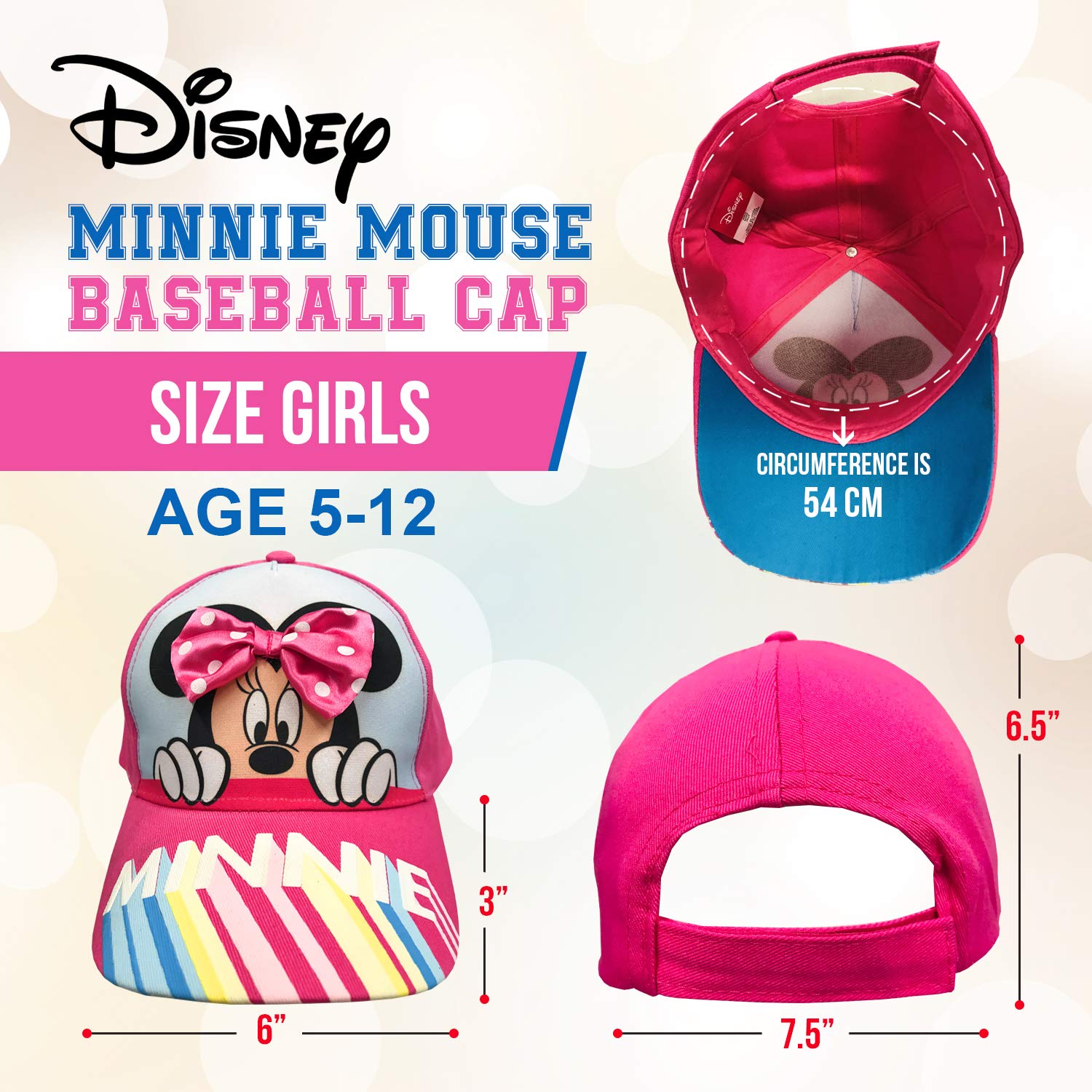 Disney Minnie Mouse Girls Baseball Cap (Pink)