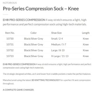 Elite Notorious Pro Series Compression Knee Socks, Black - Medium