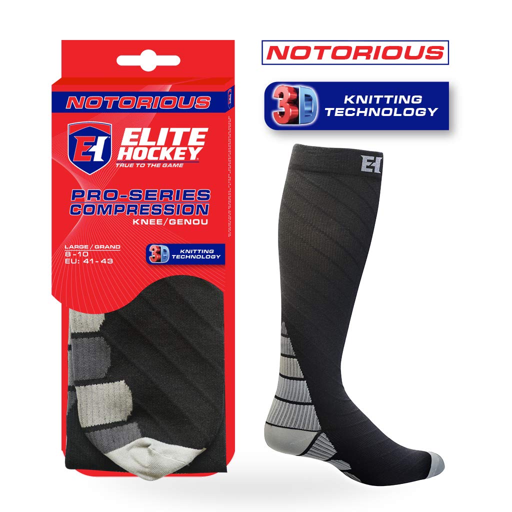 Elite Notorious Pro Series Compression Knee Socks, Black - Medium