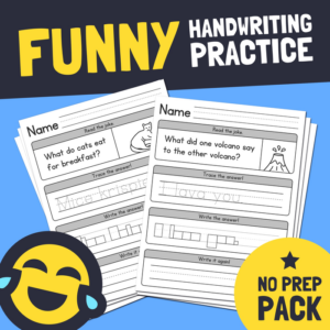 funny handwriting practice - simple sentences - daily handwriting worksheets no prep pack