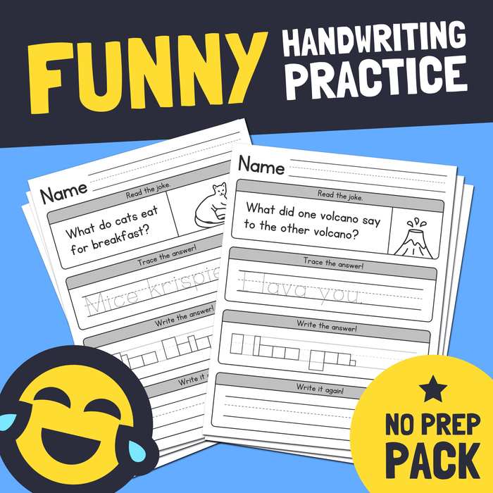 Funny Handwriting Practice - Simple Sentences - Daily Handwriting Worksheets NO PREP Pack