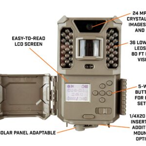 Bushnell Prime Low Glow Trail Camera - 24MP Image Quality, 1080p HD Video, Advanced Sensor Technology for Clear Nighttime Captures, Brown