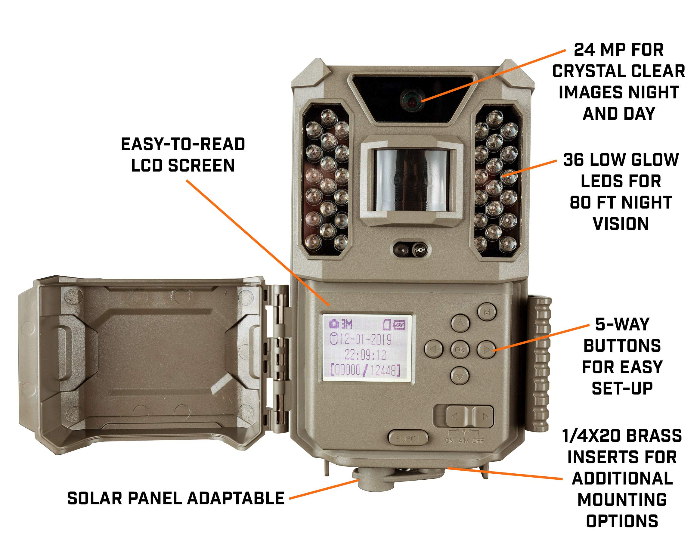 Bushnell Prime Low Glow Trail Camera - 24MP Image Quality, 1080p HD Video, Advanced Sensor Technology for Clear Nighttime Captures, Brown